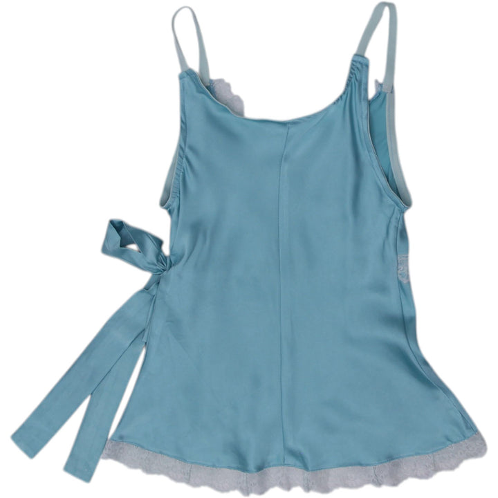 Y2K Ladies Happy Face Camisole Blue Lace Detail Wrap
