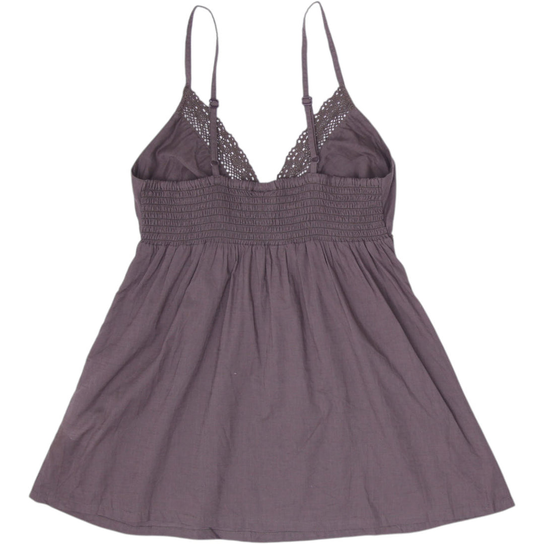 Y2K Ladies Rip Curl Austin Top Brown Crochet Lace Trim Cami Babydoll Tank Size M