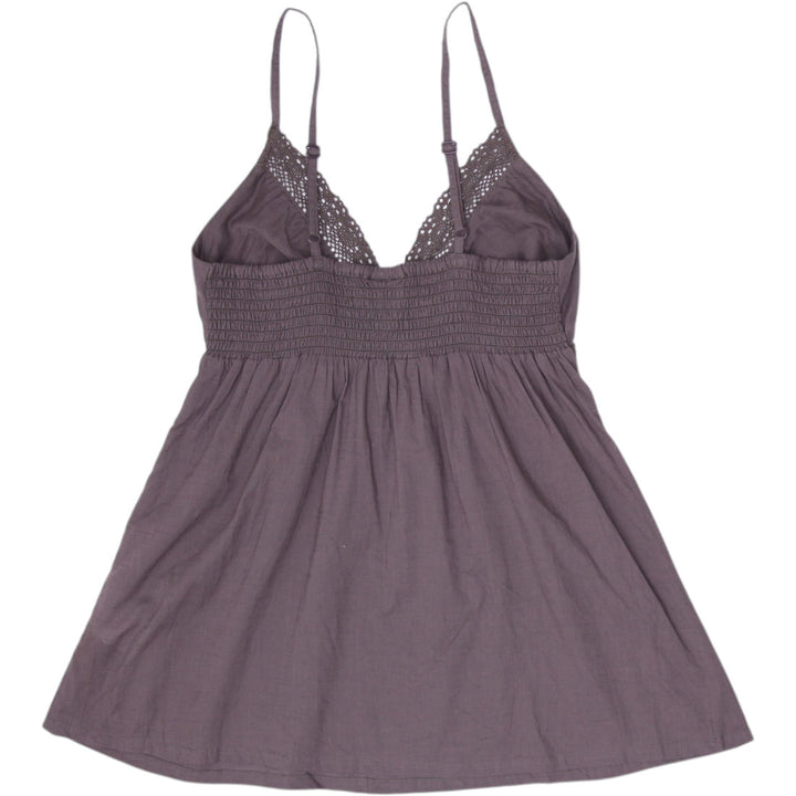 Y2K Ladies Rip Curl Austin Top Brown Crochet Lace Trim Cami Babydoll Tank Size M