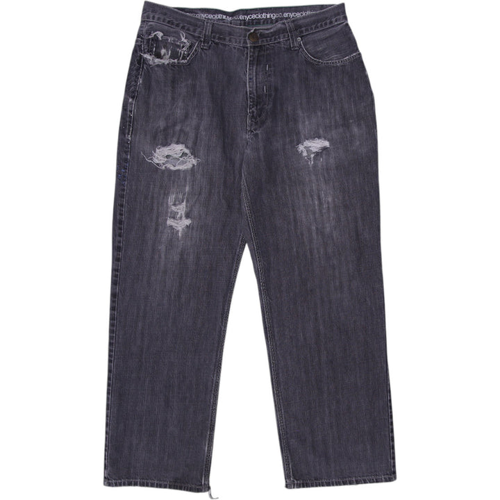Y2K Mens Ripped Denim Worn Look Distressed Black Jeans Size 36 | Migration_Jeans & Pants | Fashion Rerun
