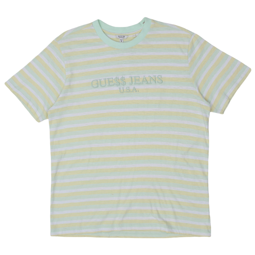 Mens Guess Jeans USA Embroidered Striped T-Shirt - Fashion Rerun Vintage Migration_T-Shirt