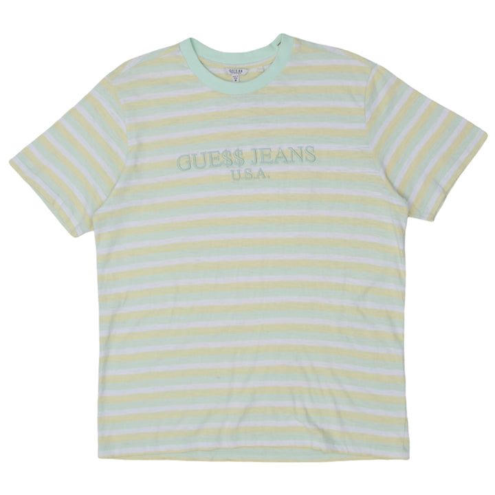 Mens Guess Jeans USA Embroidered Striped T-Shirt - Fashion Rerun Vintage Migration_T-Shirt