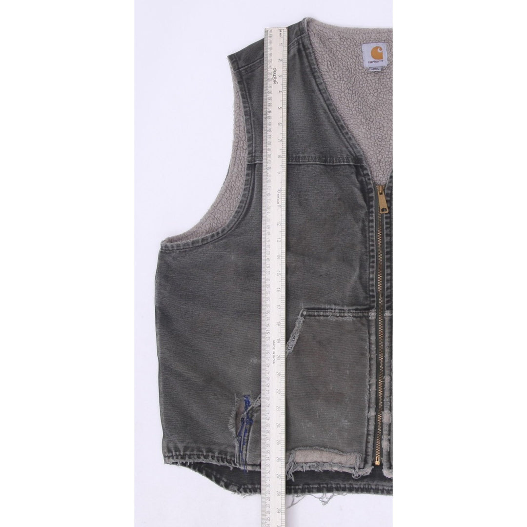 Vintage V26 MOS Carhartt Olive Workwear Utility Zipper Sherpa Lined Vest 2XL | Migration_Vests - View 9 | Fashion Rerun