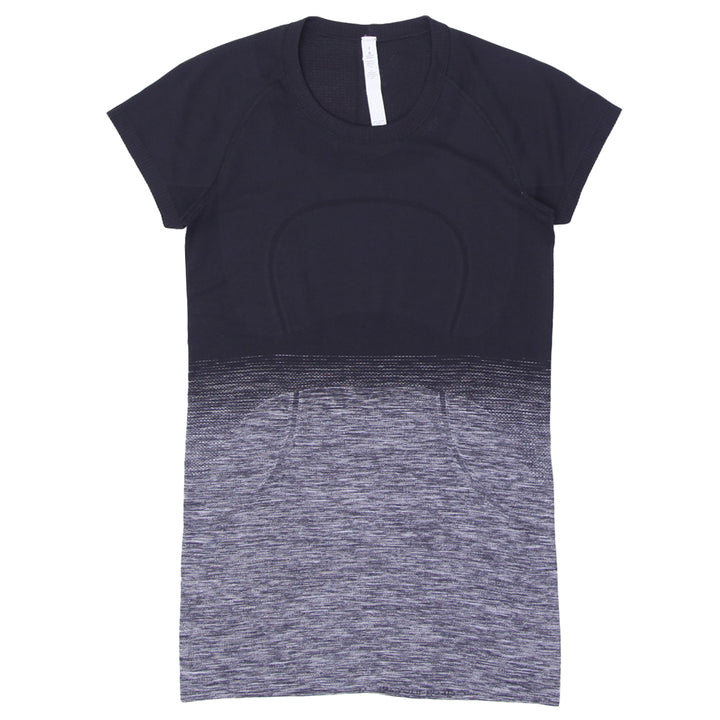 Ladies Lululemon Swiftly Tech Short Sleeve Crew White / Black Ombre T-Shirt