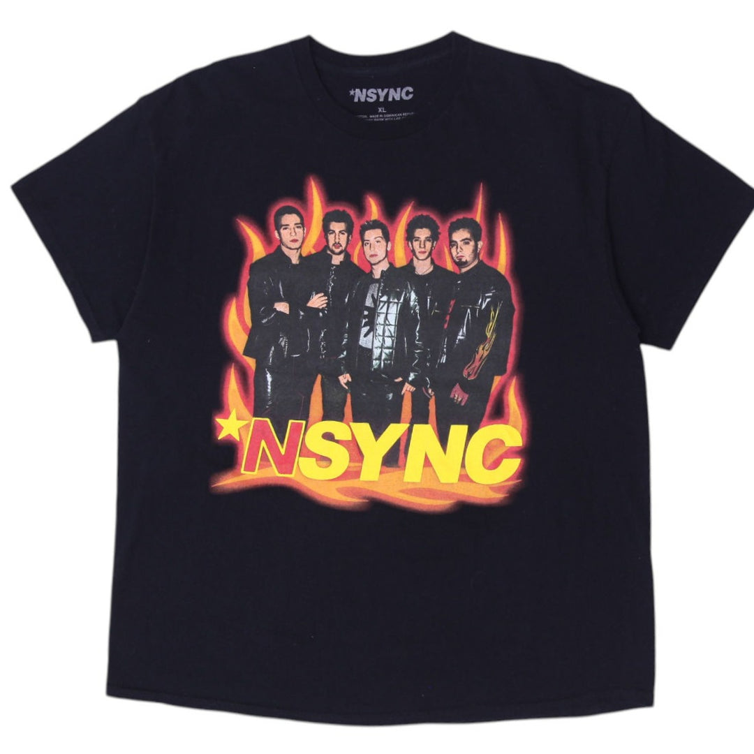 Mens NSYNC Portrait Flames Graphic Band T-Shirt Size XL