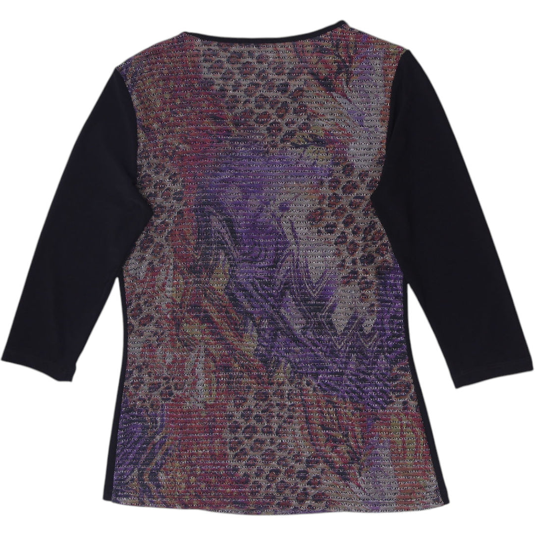 Y2K Ladies Libra Metallic Shimmer Panel Knit Top Size XS