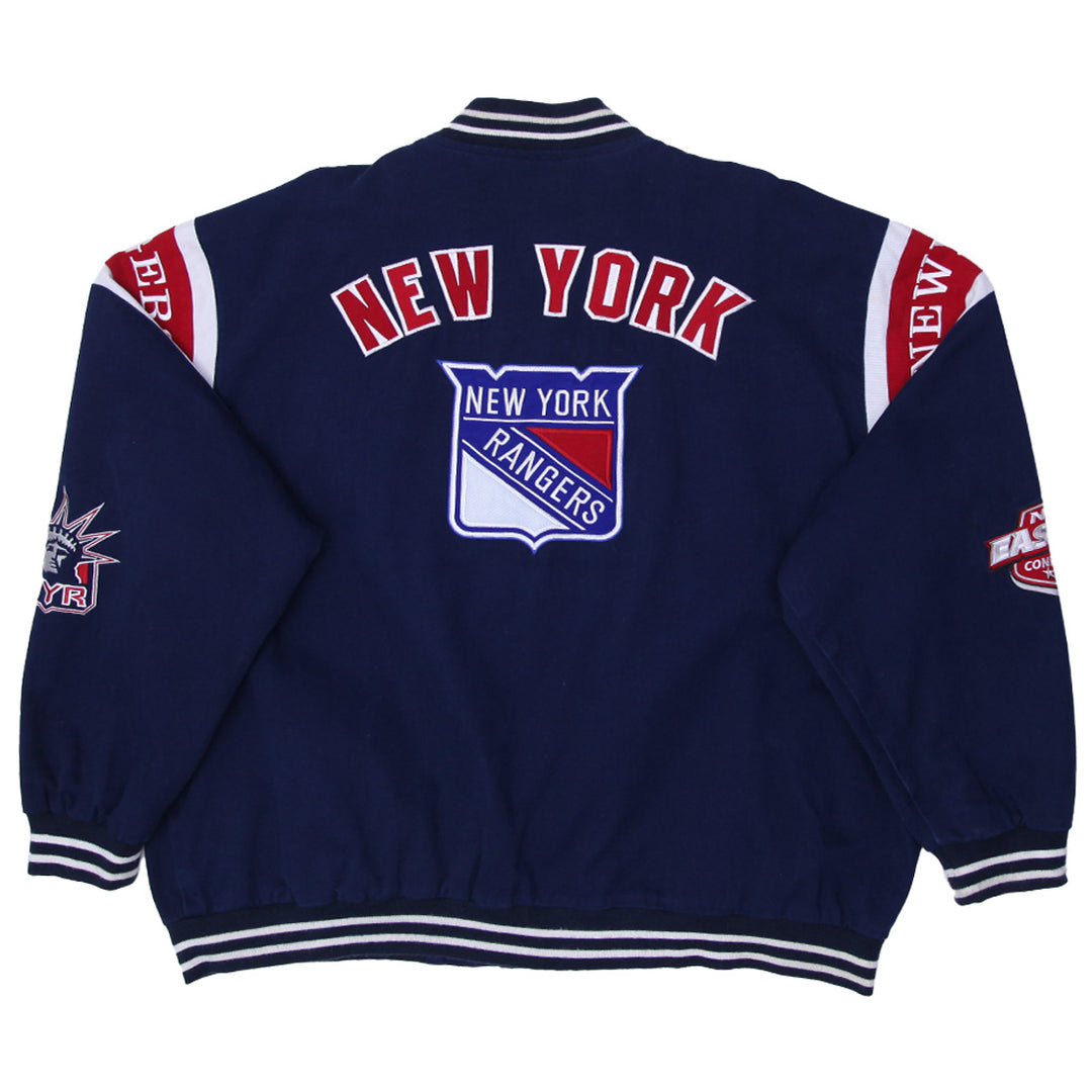 Vintage NHL Hockey New York Rangers JH Design Navy Twill Full Zip Jacket