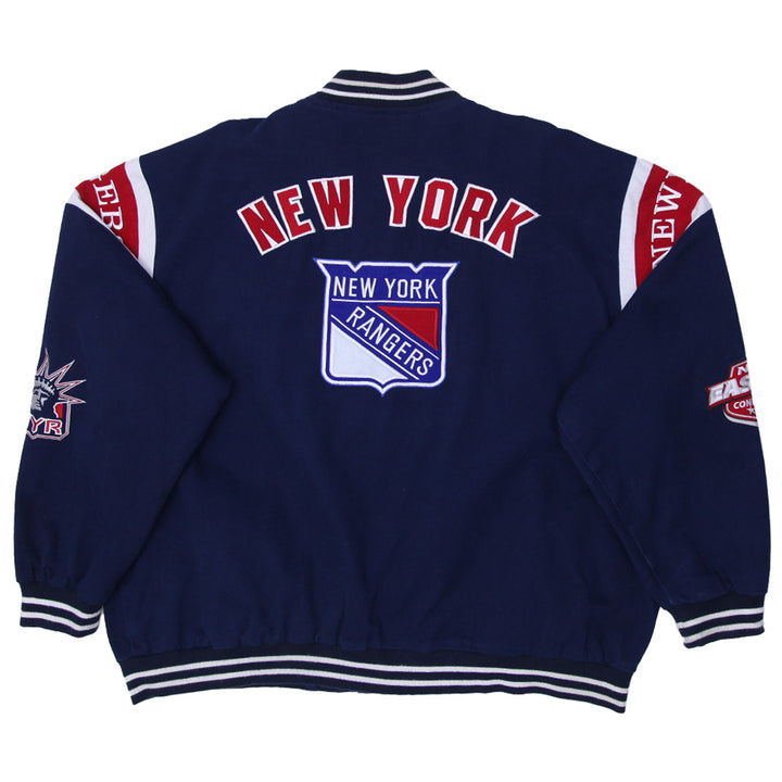 Vintage NHL Hockey New York Rangers JH Design Navy Twill Full Zip Jacket