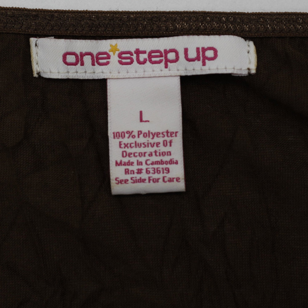 Y2K Ladies Y2K One Step Up Brown Cami Strappy Tank Top Size Large