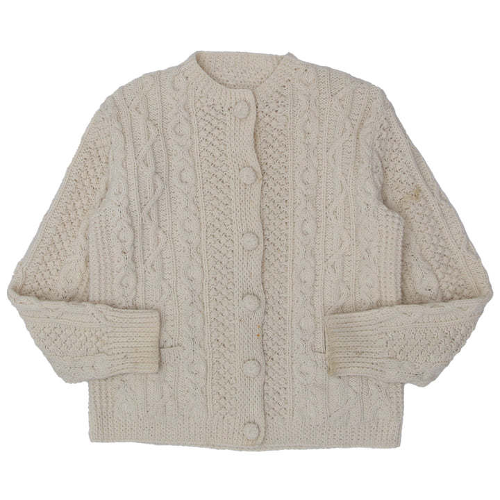Vintage Hand-Knit Irish Aran Wool Cardigan Cable Knitwear Ladies - Fashion Rerun Vintage Migration_Sweaters