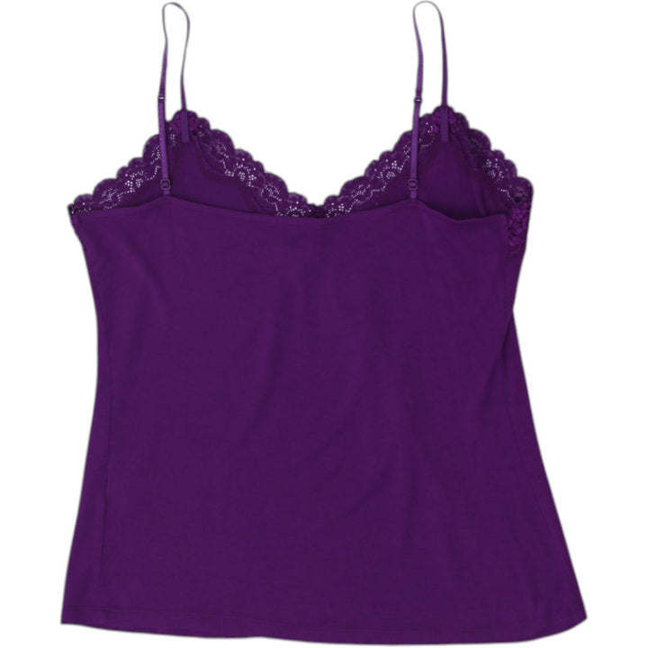 Y2K Ladies Apostrophe Petite Purple Lace Trim Camisole Top Size M