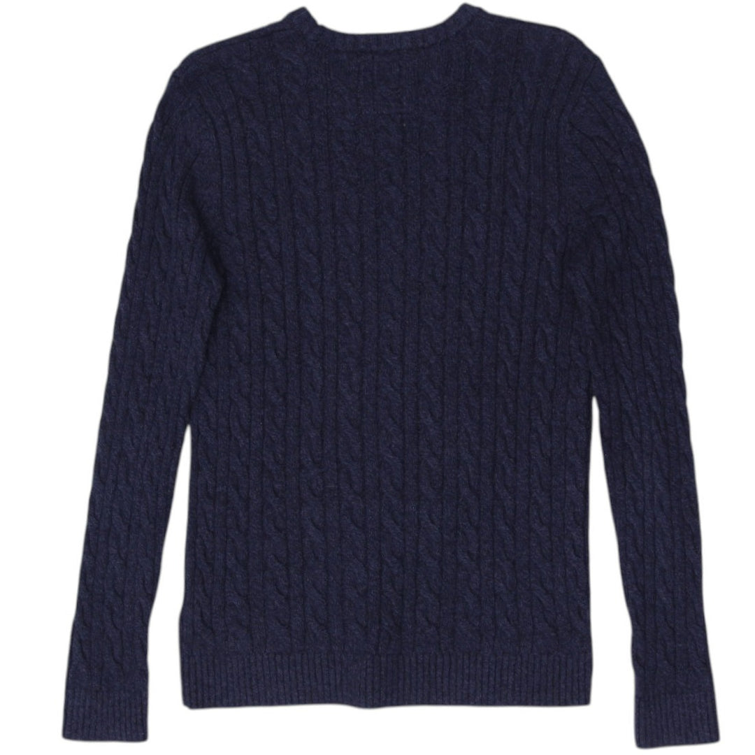 Mens Abercrombie & Fitch Navy Cable Knit Crewneck Sweater Small