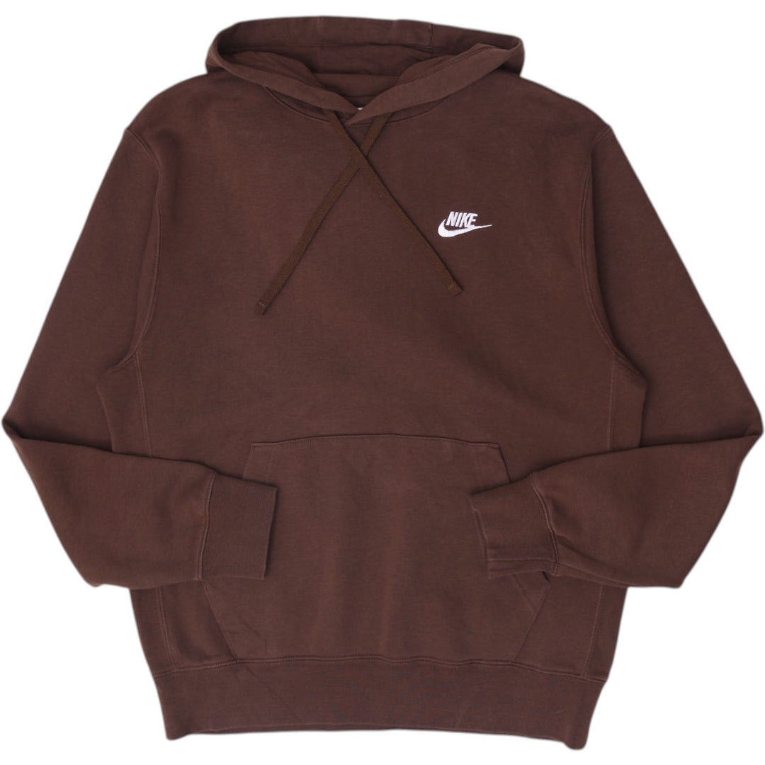 Mens Nike Sportswear Club Fleece Hoodie Brown Embroidered Futura Logo Pullover