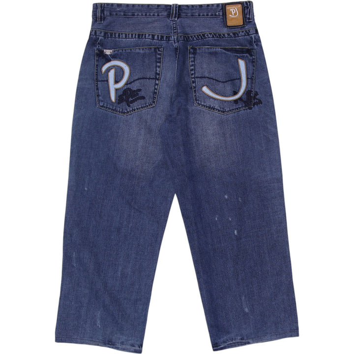 Y2K Mens Blue Denim Straight Fit Distressed Jeans Size 38 | Migration_Jeans & Pants - Side View | Fashion Rerun