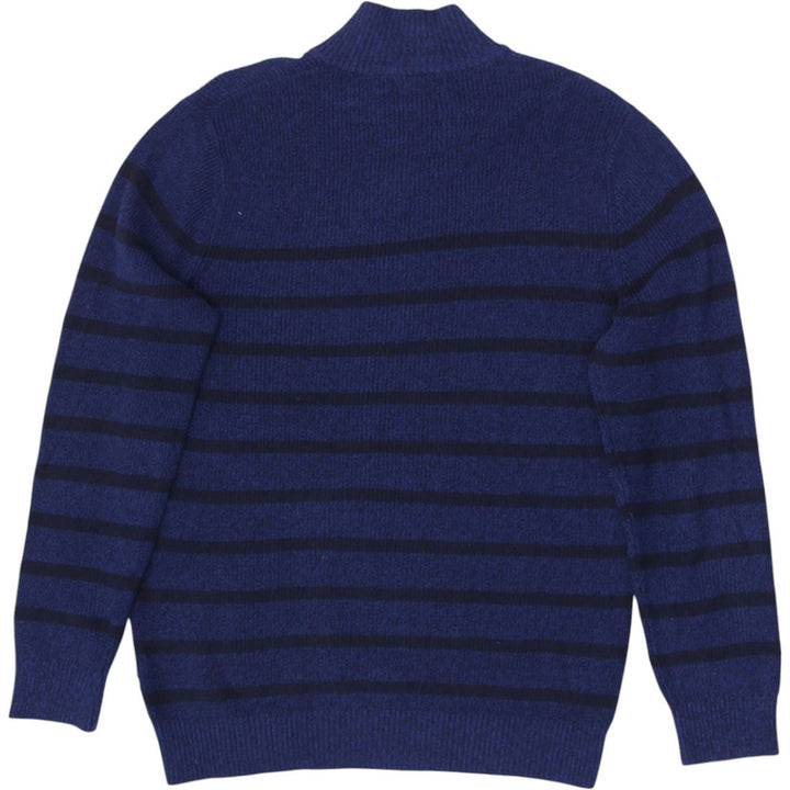 Mens Nautica Sweater Navy Stripe Half Zip Knitwear