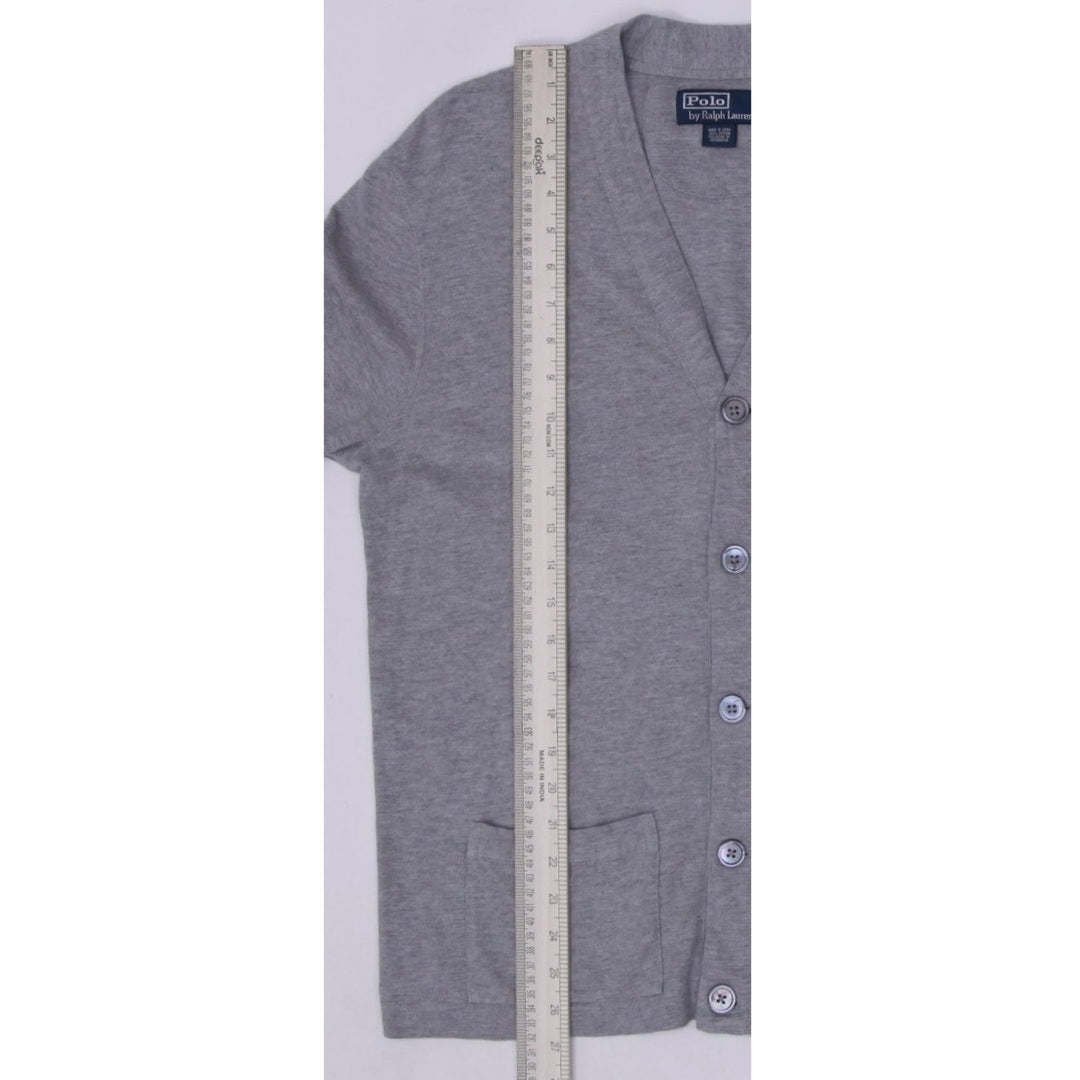 Mens Ralph Lauren Cardigan Gray Long Sleeve Cotton Knitwear