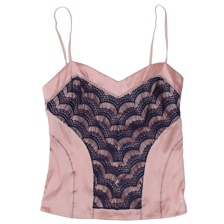 Y2K JenniferLopez Strappy Lace Detailed Satin Top - Fashion Rerun Vintage Migration_Tops