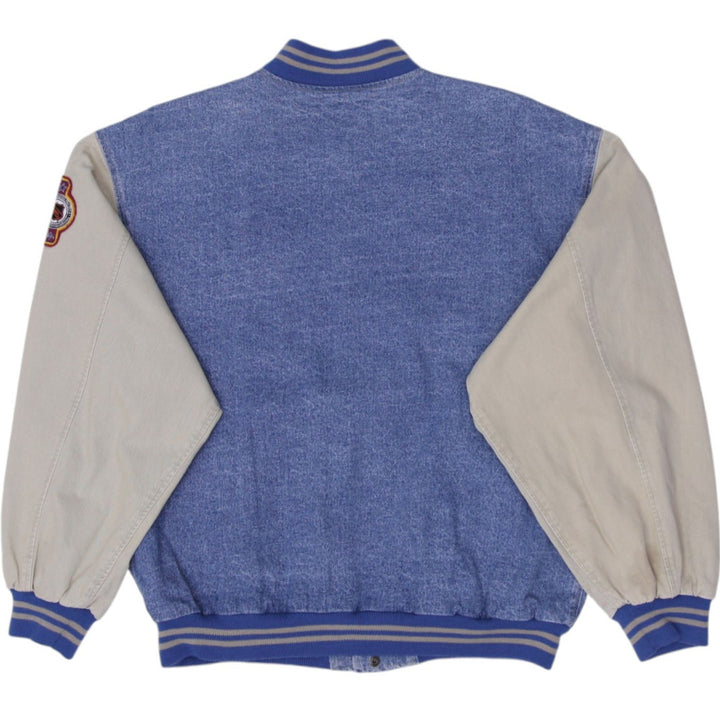 Vintage Mens Chalk Line Varsity Jacket Blue NHL Hockey Patch Denim Size L | Migration_Jackets - Side View | Fashion Rerun