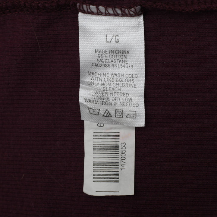 Y2K Ladies Aéropostale Maroon Long Sleeve Notch Neck Ribbed Top Size L