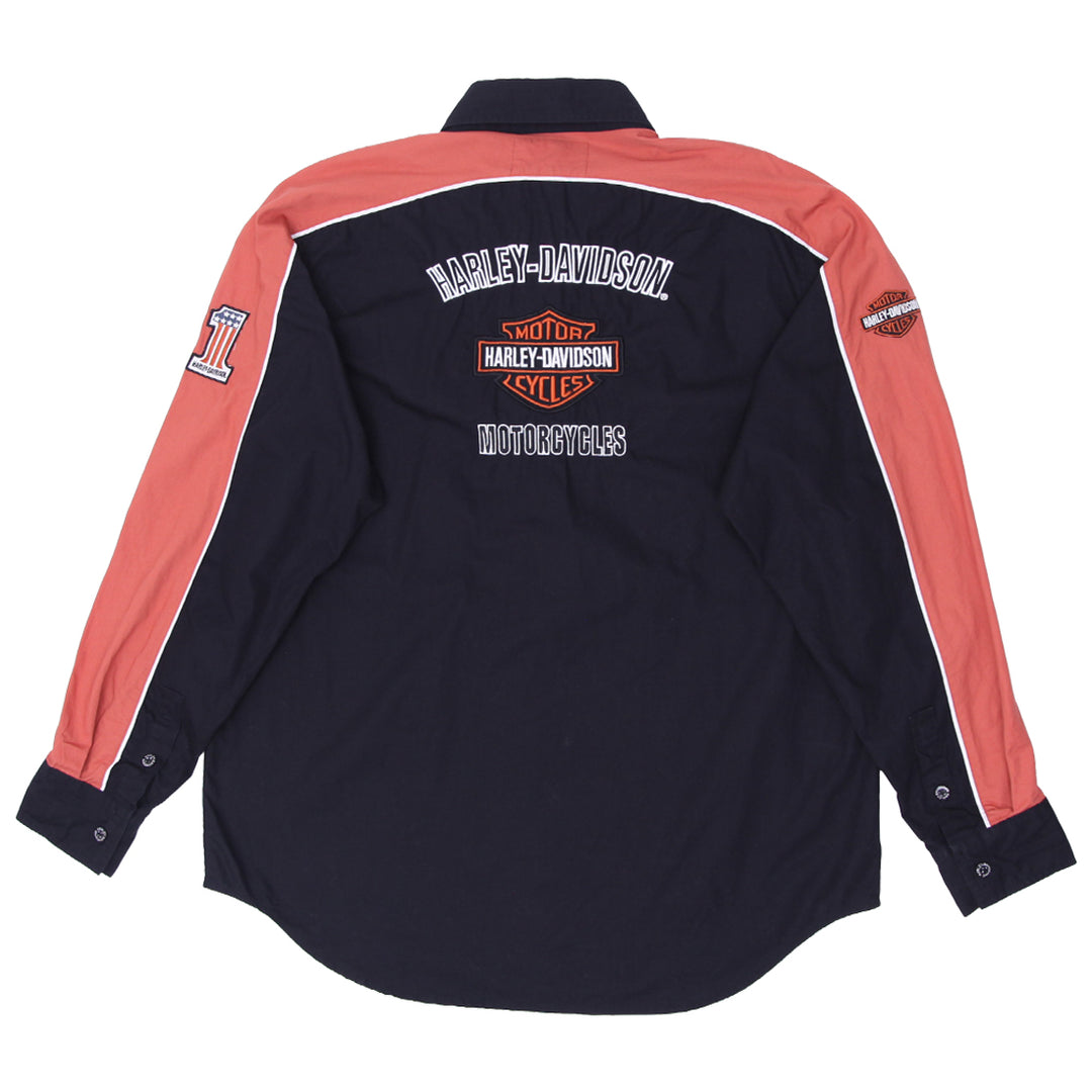 Mens Harley Davidson Motorcycles Embroidered Long Sleeve Shirt - Fashion Rerun Vintage Migration_Shirt