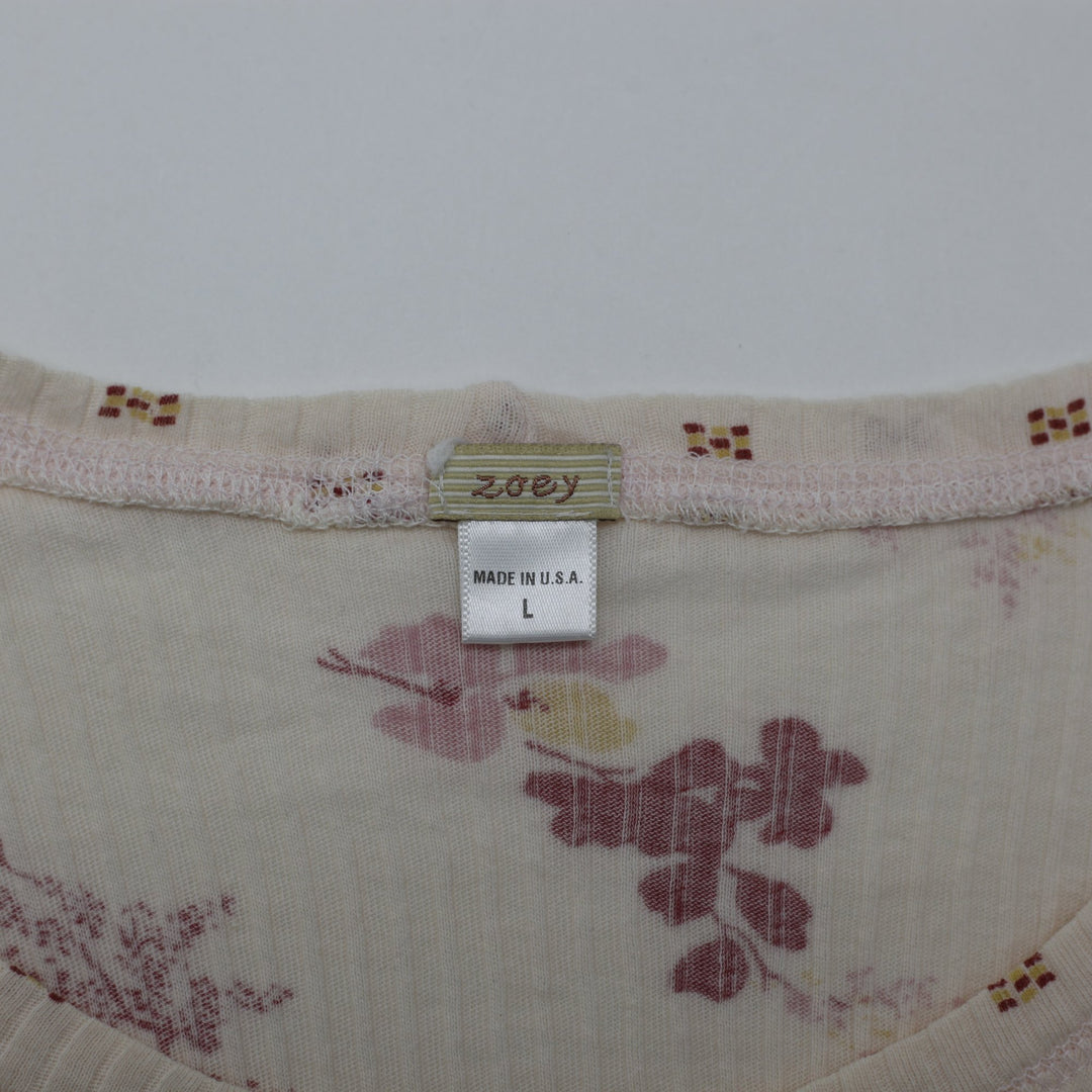 Y2K Ladies Zoey Floral  Short Sleeve Cotton Tee Size L