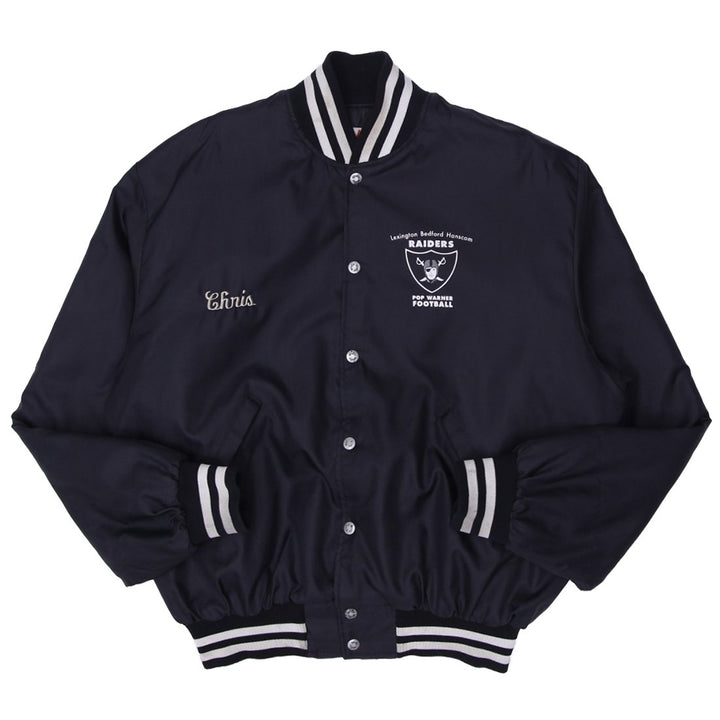 Vintage Mens Birdie Raiders Jacket Black Embroidered Football Made In USA