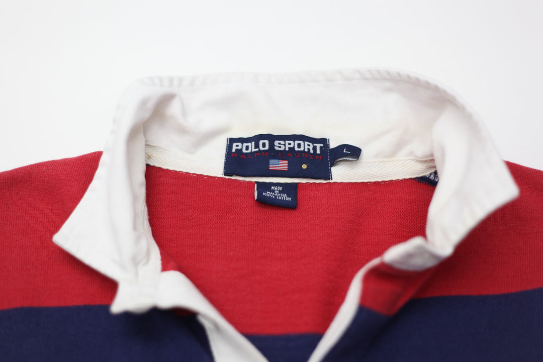 Vintage Polo Sports Ralph Lauren Bear Embroidered Stripe Rugby Shirt