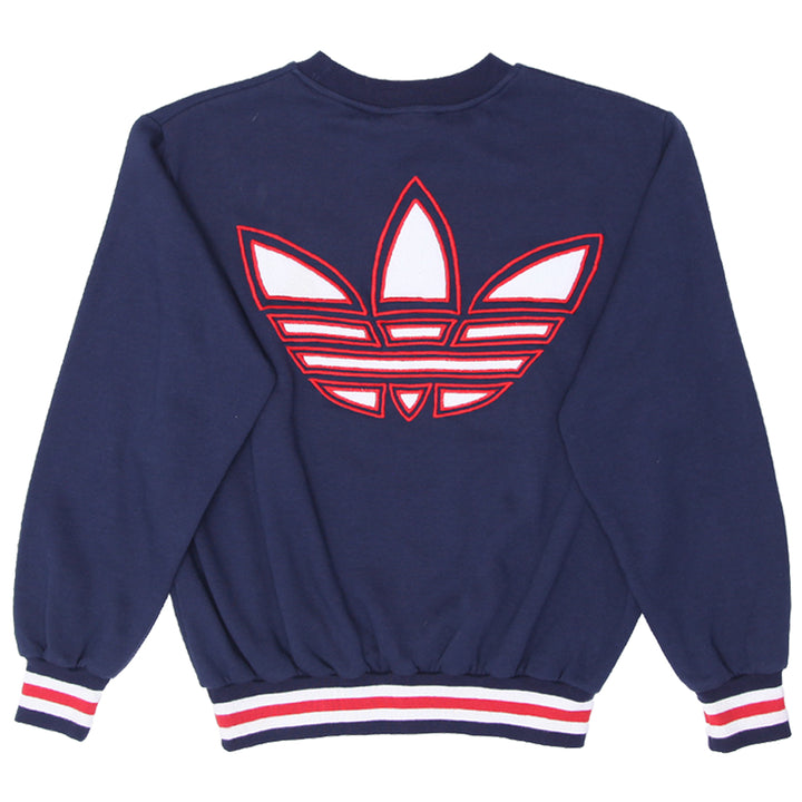 Vintage Adidas Trefoil Sweatshirt – Navy Blue with Red & White Embroidery - Fashion Rerun Vintage Migration_Sweaters