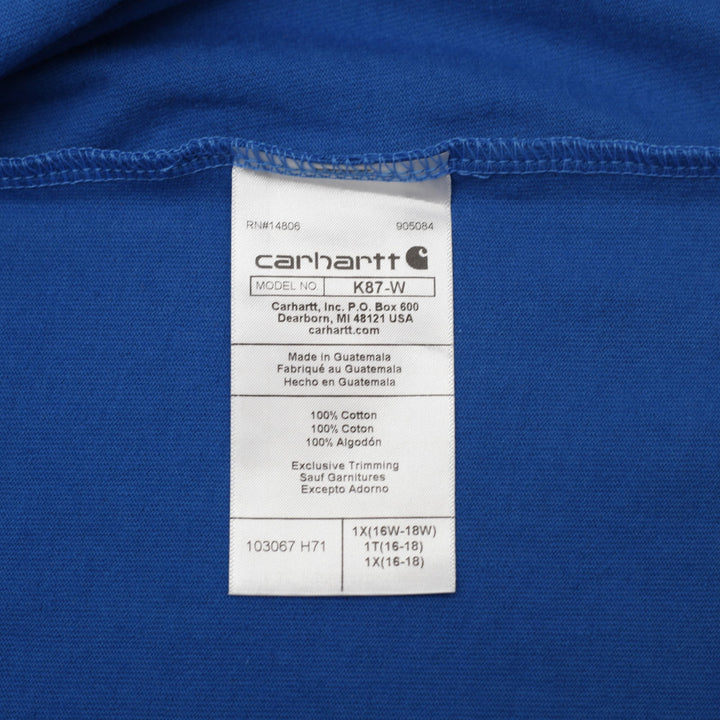 Ladies Carhartt K87-W Loose Fit Cotton Pocket Royal Blue T-Shirt Size 1X
