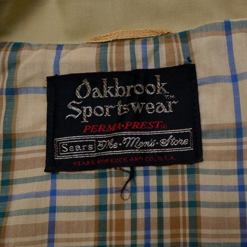 Vintage Mens Oakbrook Sportswear Beige Jacket Full Zip Plaid Lining | Migration_Jacket - Back View | Fashion Rerun