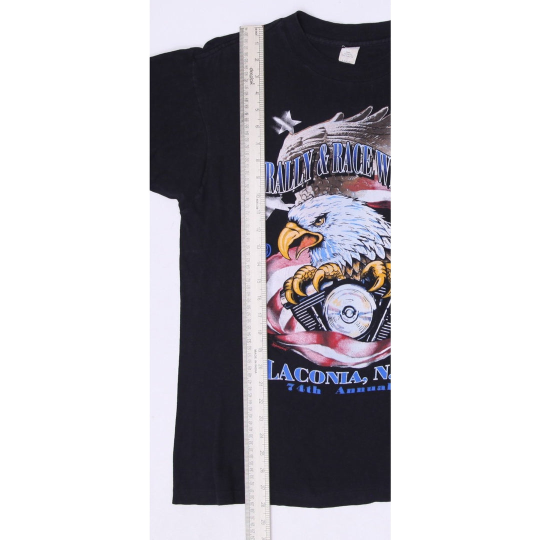 Vintage 1997 Laconia, N.H. 74th Annual Rally Week Biker Black T-Shirt Large