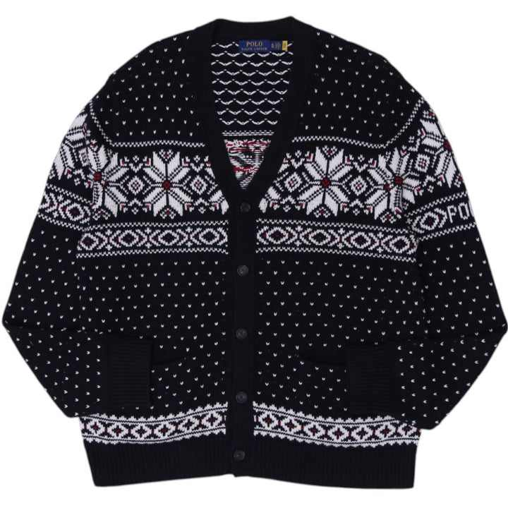 Mens Polo Ralph Lauren Cotton Cashmere Snowflake Cardigan Black Size XL