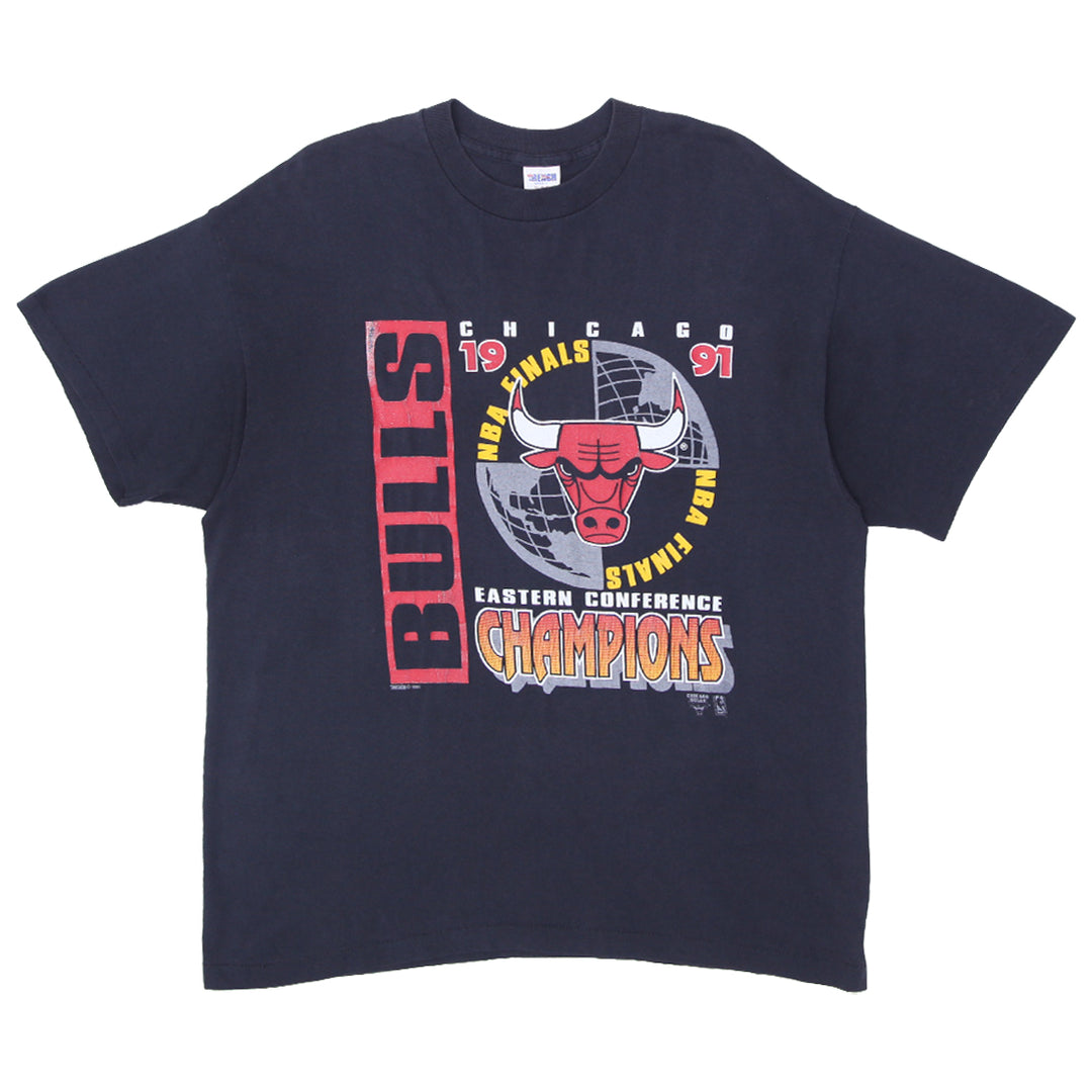 1991 Vintage Chicago Bulls NBA Finals Champions T-Shirt Single Stitch Trench XL - Fashion Rerun Vintage Migration_T-Shirt