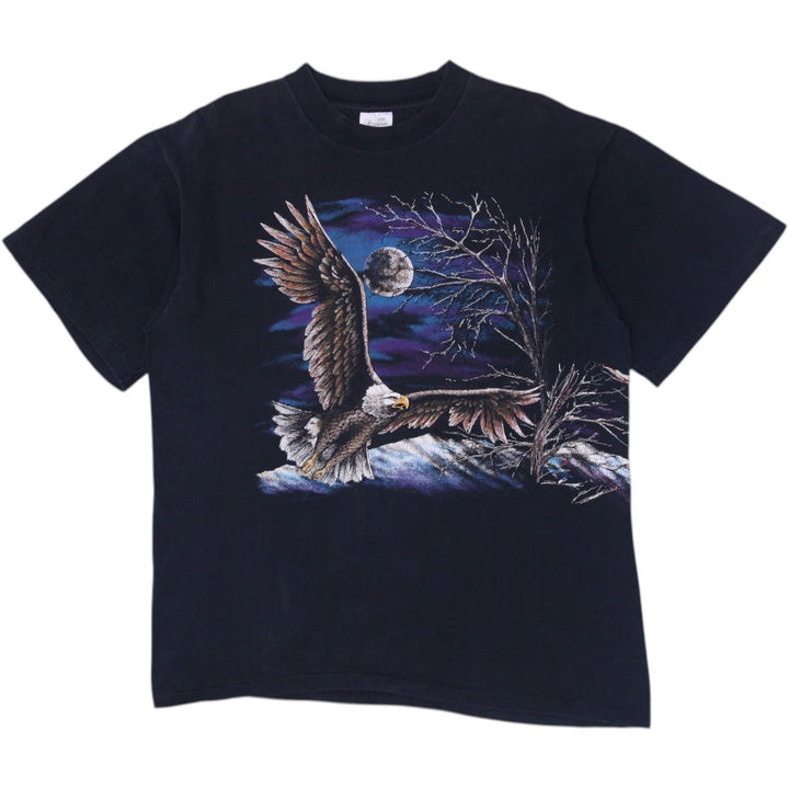 Vintage 90s Hazelwoods Eagle Midnight Series Single Stitch T-Shirt Made In USA | Migration_T-Shirts | Fashion Rerun