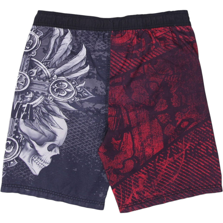 Y2K men’s elite boxing shorts with multicolor skull graphic print and athletic fit