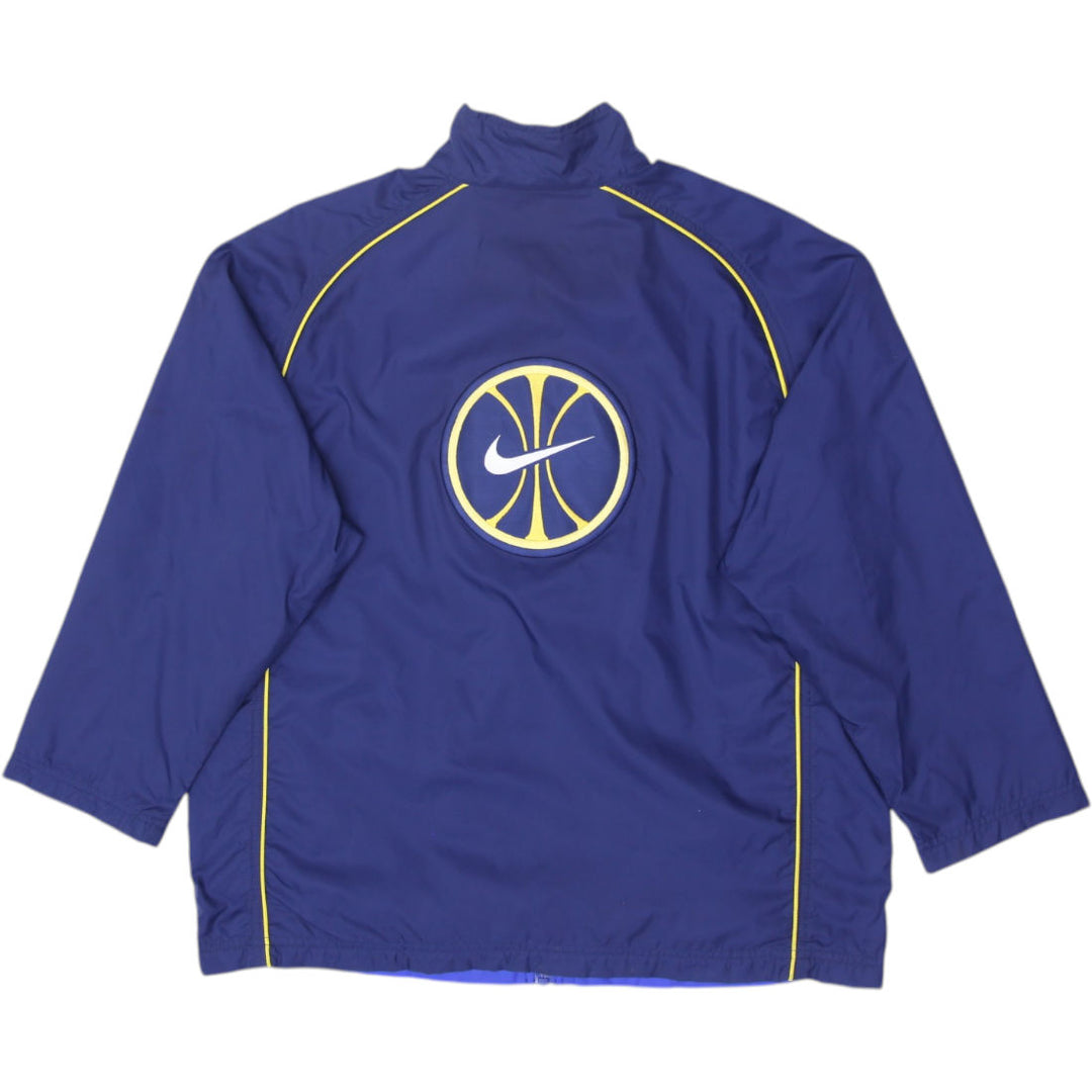 Vintage Youth Boys Nike Windbreaker Jacket Blue Yellow Piping Sportswear L | Migration_Jackets - Side View | Fashion Rerun