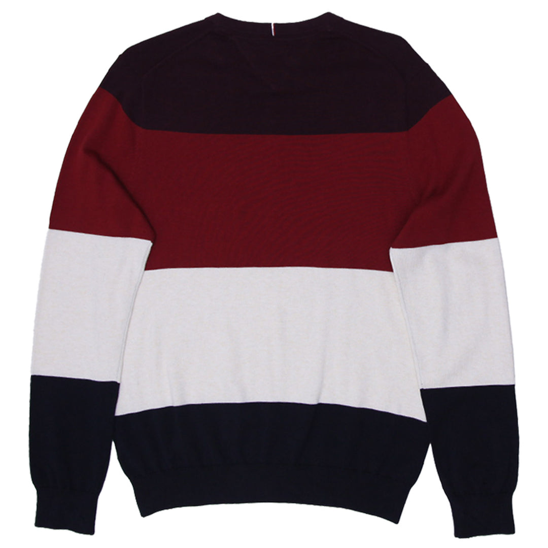 Mens Tommy Hilfiger Striped Crewneck Cotton Sweater