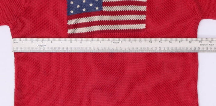 Vintage Red Polo Ralph Lauren Iconic American Flag Embroidered Stars Sweater M
