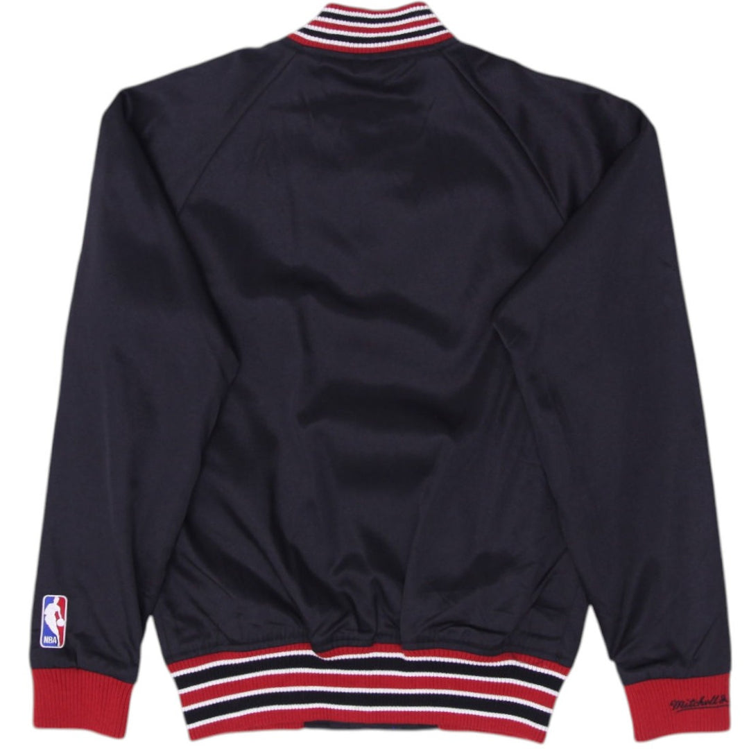 Mens Mitchell & Ness Black Miami Heat Force Play Satin Full Snap Varsity Jacket