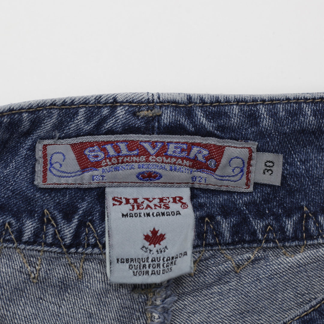 Y2K Ladies Silver Jeans Lace-Up Vintage Flare Denim Jeans Size 30 | Migration_Jeans & Pants - Back View | Fashion Rerun