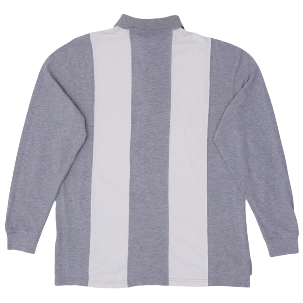 Vintage Tommy Hilfiger Rugby Polo Shirt- Gray & White Stripe Large - Fashion Rerun Vintage Migration_T-Shirt