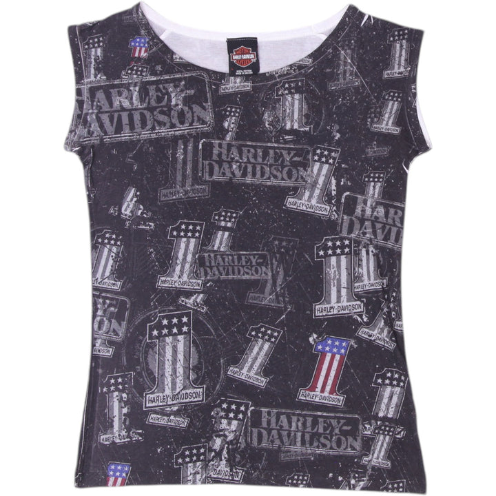 Y2K Harley Davidson Graphic Sleeveless Cotton Tee Size L