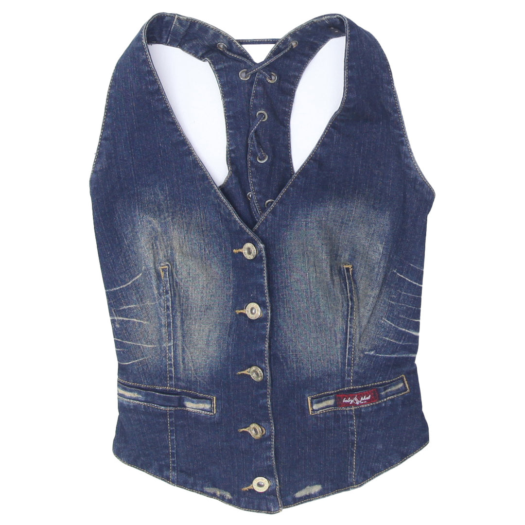 Shop Y2K Baby Phat Racerback Lace Up Denim Vest Fashion Rerun