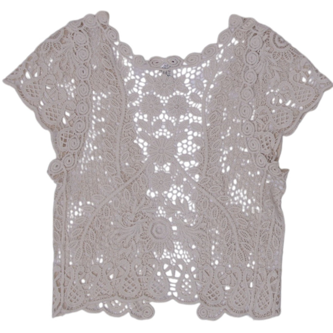 Y2K Ladies Vivid Collection T1017 Floral Lace Crochet Top Size L