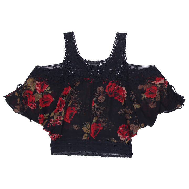 Ladies Guess Open Shoulder Floral Top