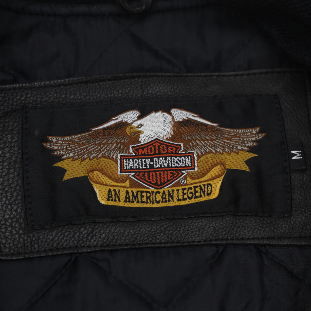 Vintage Harley Davidson Leather Sleeves Quilted Lined Rider Jacket Size M - Fashion Rerun Vintage Migration_Jacket