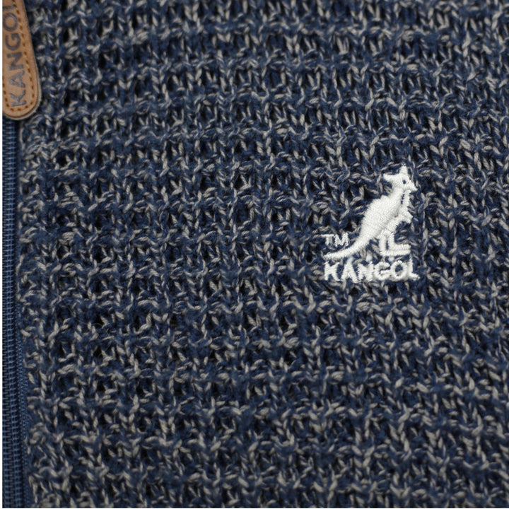Mens Kangol Hoodie Blue Full Zip Knit Kangaroo Logo Comfy Size M
