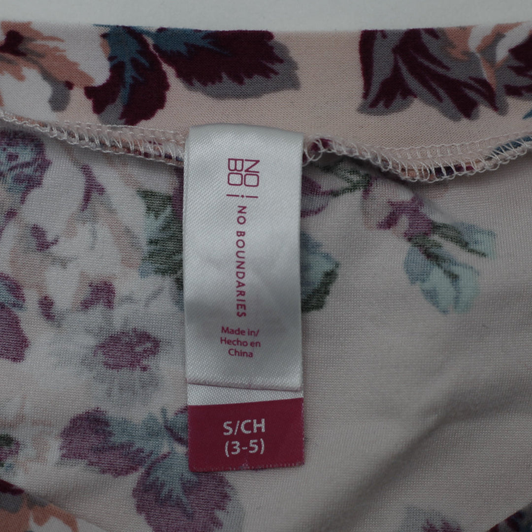 Y2K Ladies Floral Print V-Neck Tee Size S