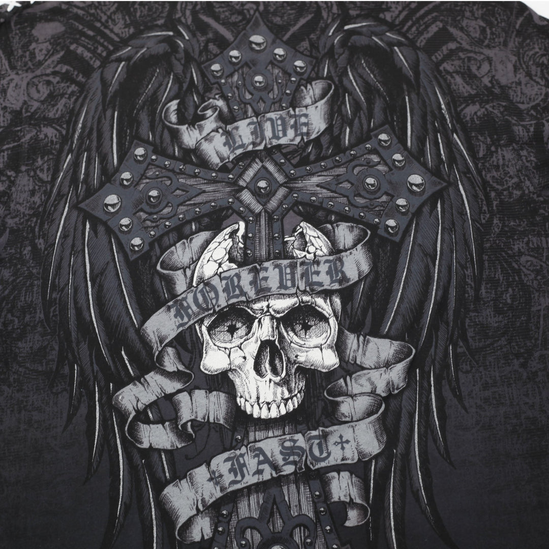 Y2K Men’s Affliction Skull Graphic Embroidered T-Shirt Size XL | Migration_T-Shirts SW COLLECTION - View 7 | Fashion Rerun