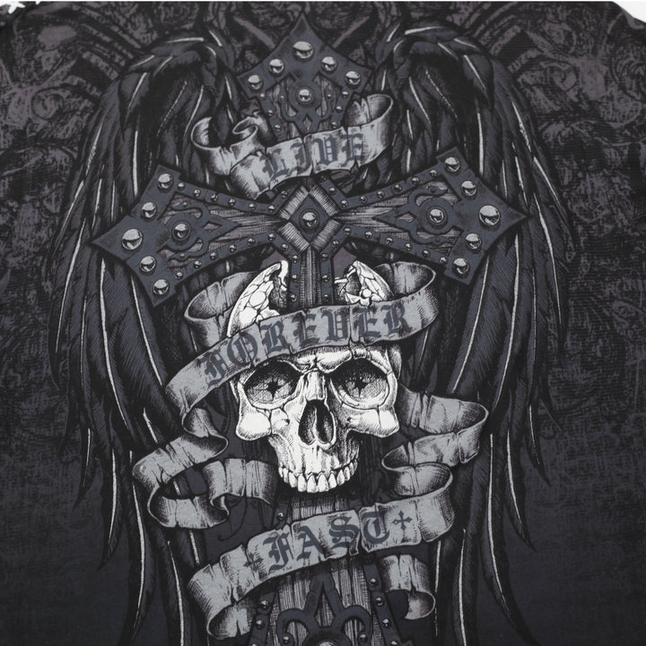 Y2K Men’s Affliction Skull Graphic Embroidered T-Shirt Size XL | Migration_T-Shirts SW COLLECTION - View 7 | Fashion Rerun